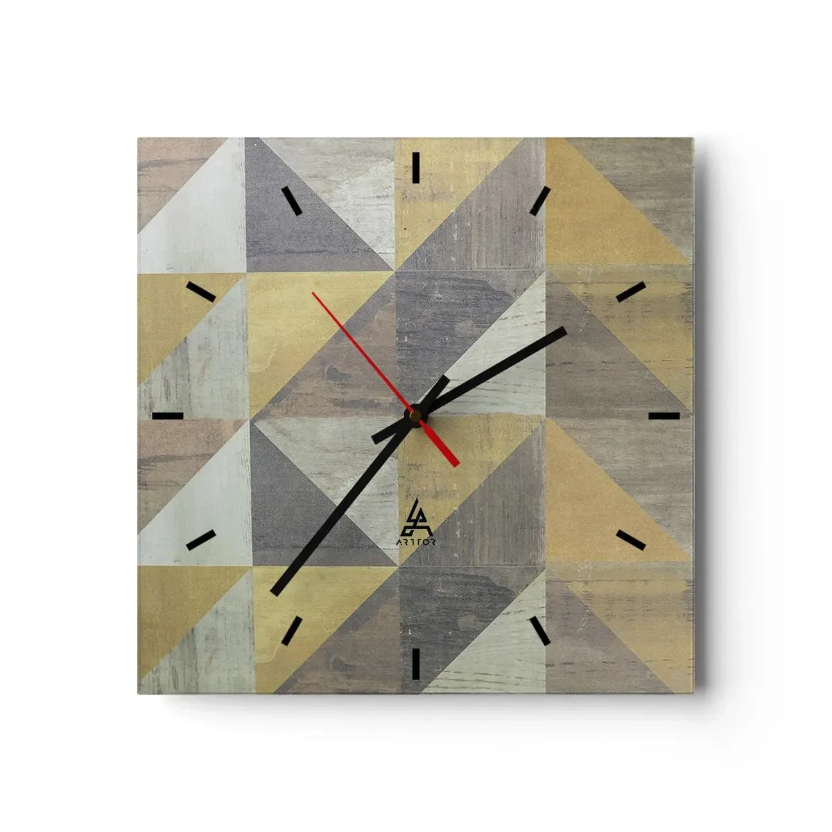 Ceas de perete - Ceas pe sticlă - La unghiul triunghiului - 30x30 cm
