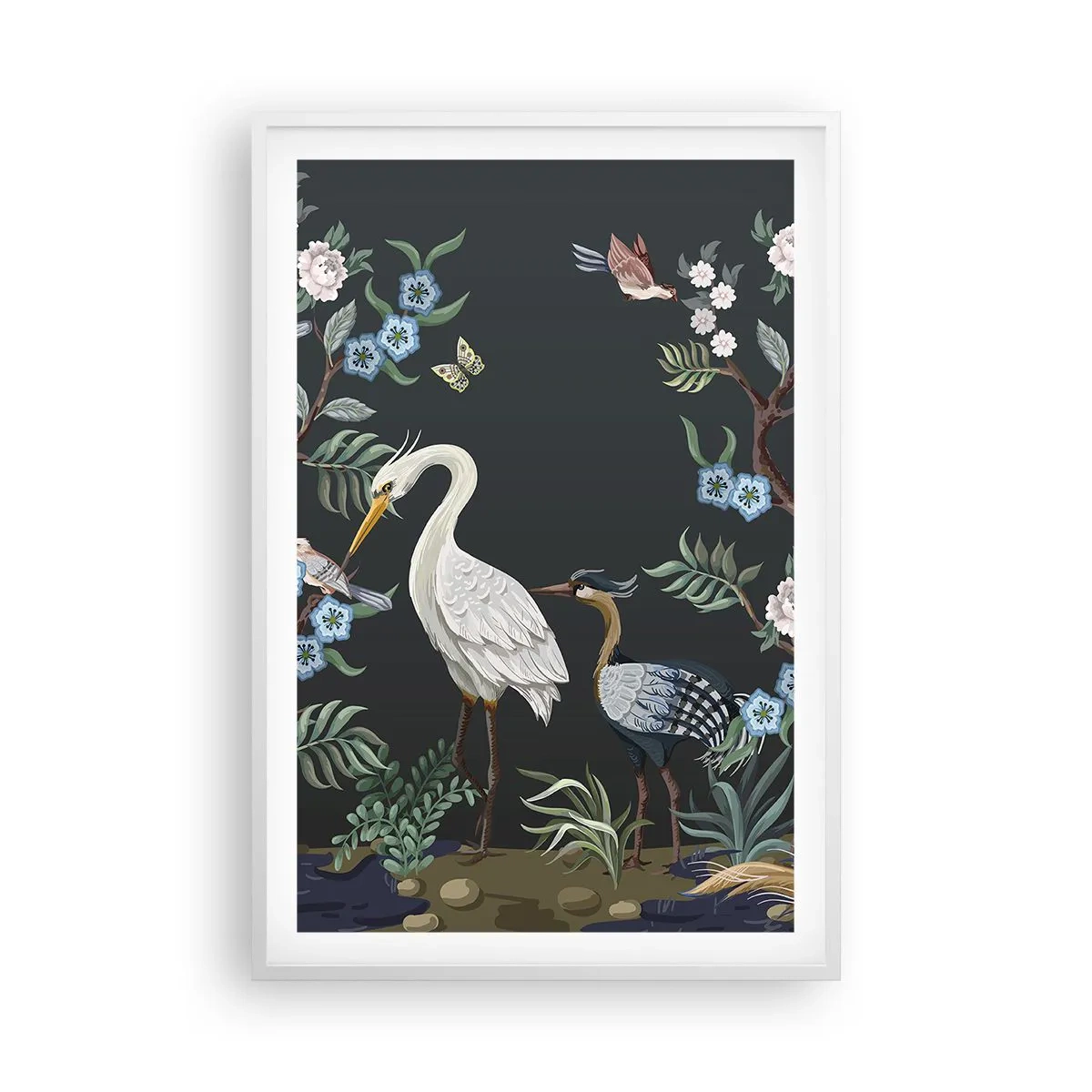 Poster în ramă albă - Parada păsărilor - 61x91 cm