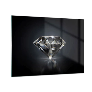 Tablou pe sticlă - Un diamant strălucitor pe un fundal întunecat într-un aranjament elegant - 70x50cm - Best girls friend - Decorațiune modernă pentru perete pentru living și dormitor ARTTOR