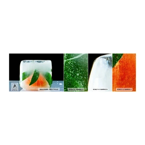 Mostră tapet autocolant Deluxe Sticker - Proaspăt și răcoros - Cub de gheata, Portocale, Frunza de menta - 100x30 cm