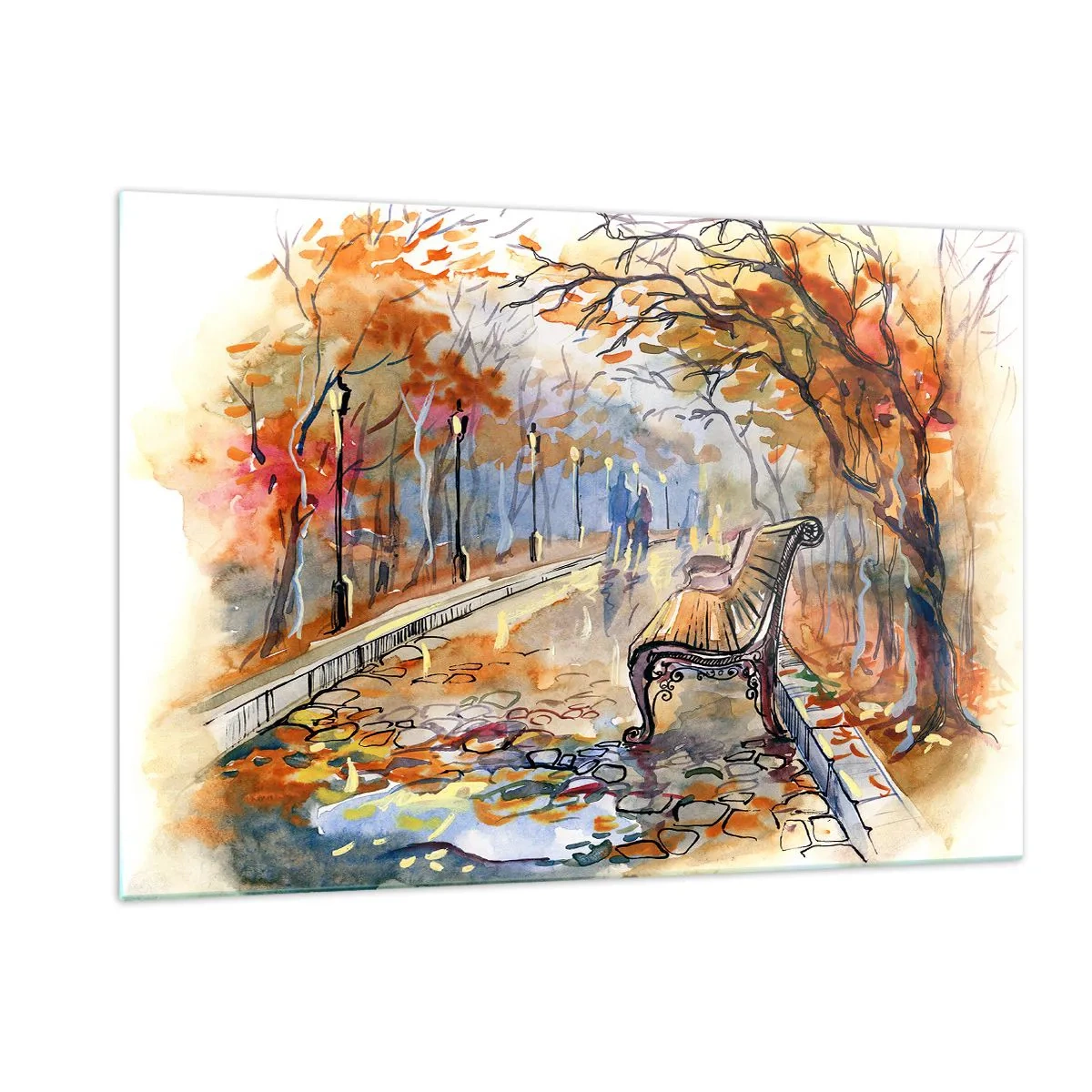 Tablou pe sticlă - Pășim împreună în toamnă - 120x80 cm