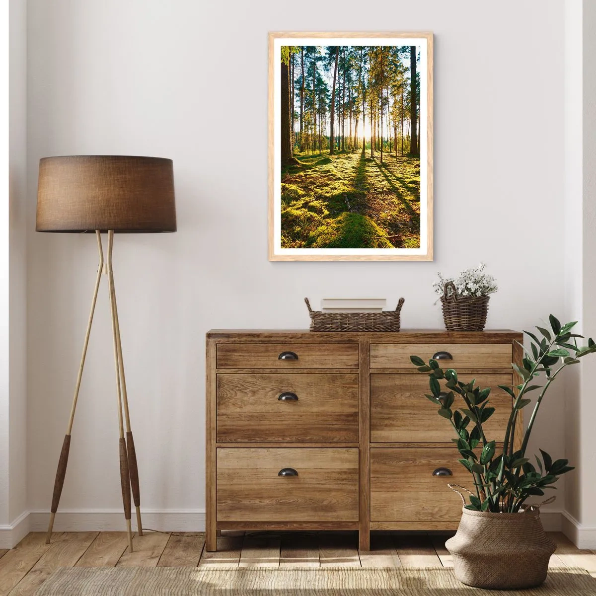 Poster în ramă de stejar deschis - Pădurea misterioasă - 70x100 cm