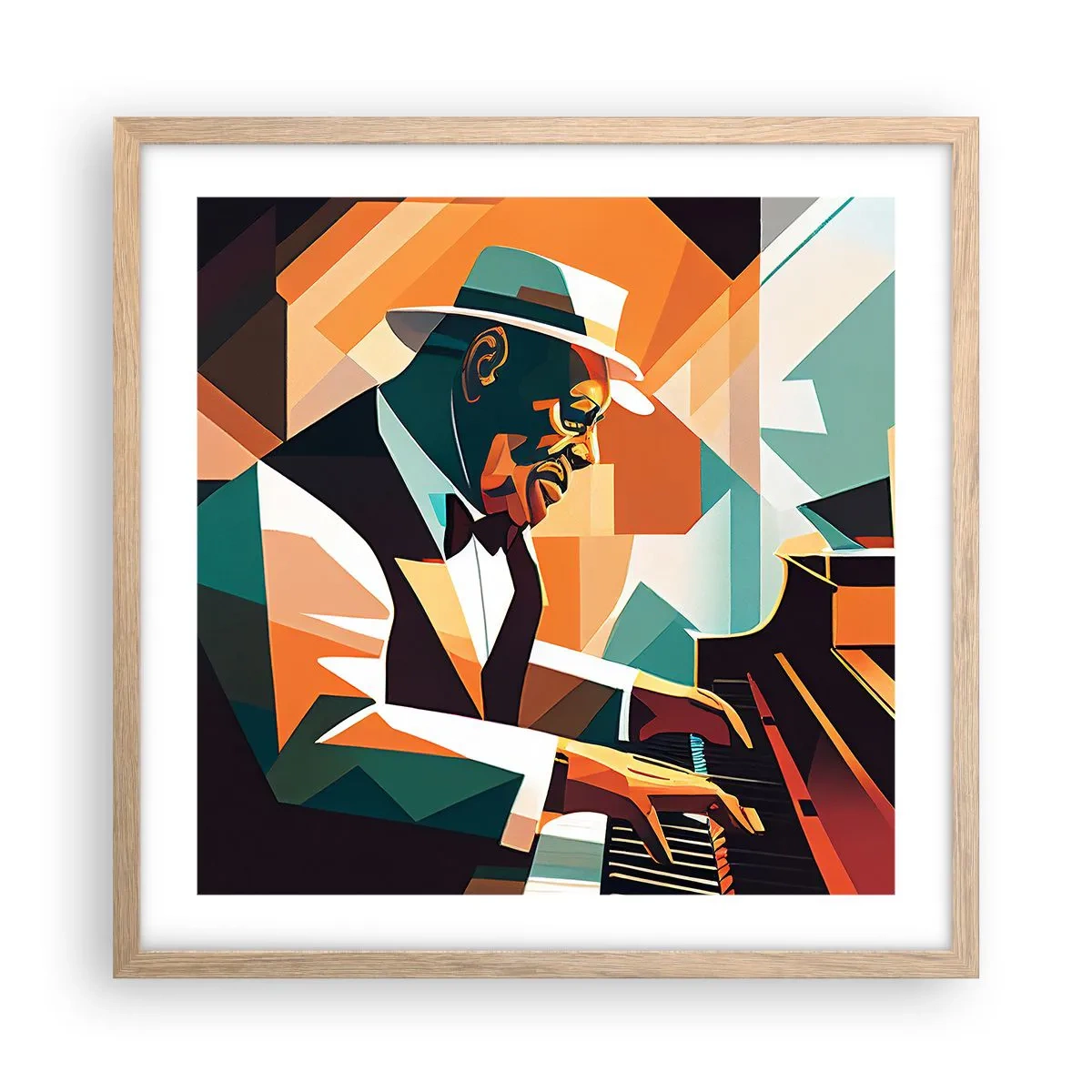 Poster în ramă de stejar deschis - Numai jazz - 50x50 cm