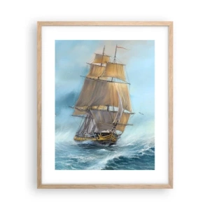 Poster în ramă de stejar deschis - Rulează pe valuri - 40x50 cm