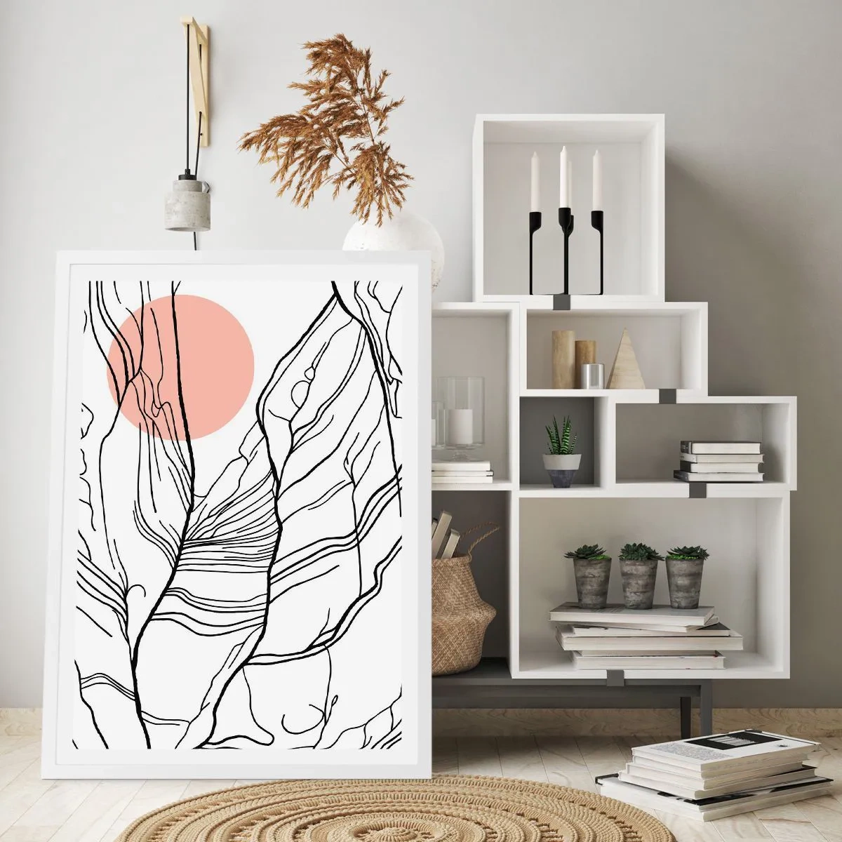 Poster în ramă albă - Într-o rețea de crengi - 30x40 cm