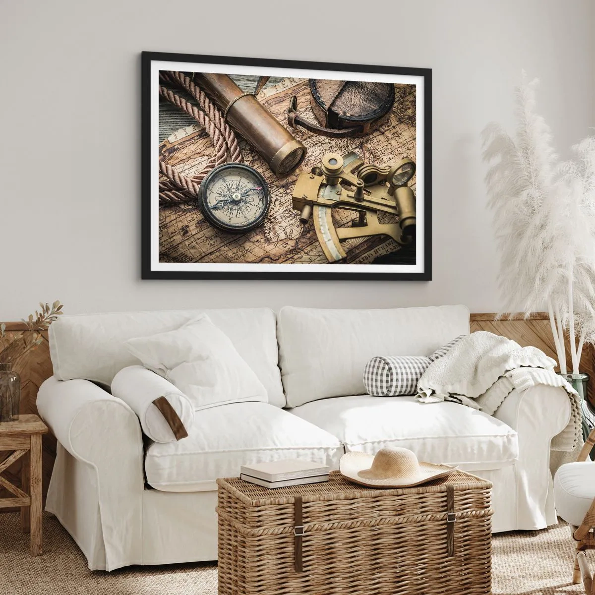 Poster în ramă neagră - Stabilește cursul - 100x70 cm