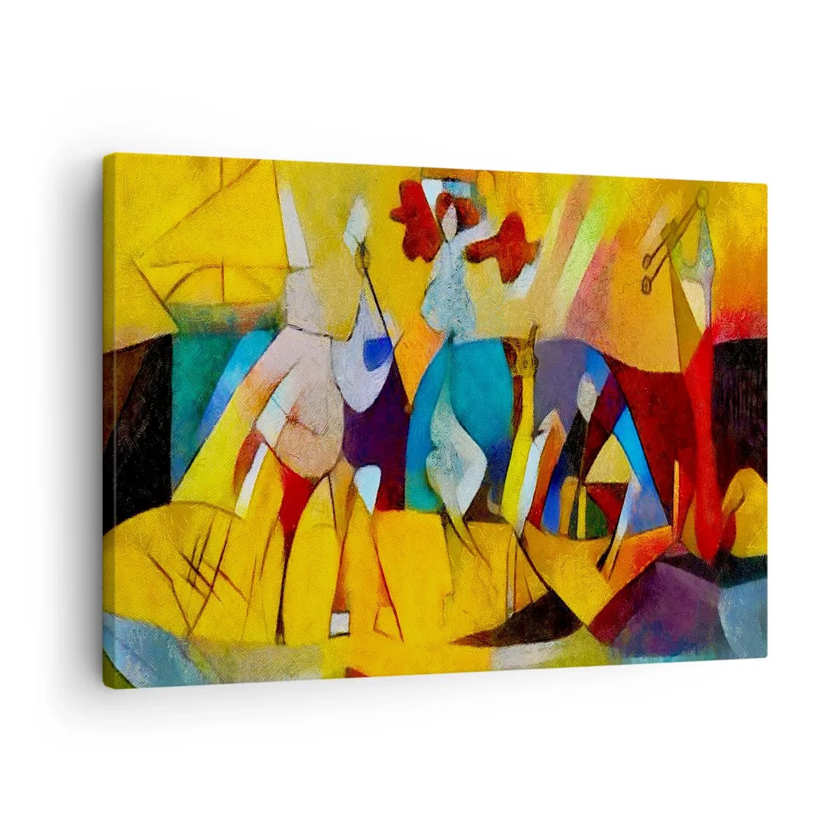 Tablou pe pânză Canvas - O abstracție colorată care înfățișează figuri într-o formă geometrică - 70x50cm - Soare - viață - bucurie - Decorațiune modernă pentru perete pentru living și dormitor ARTTOR