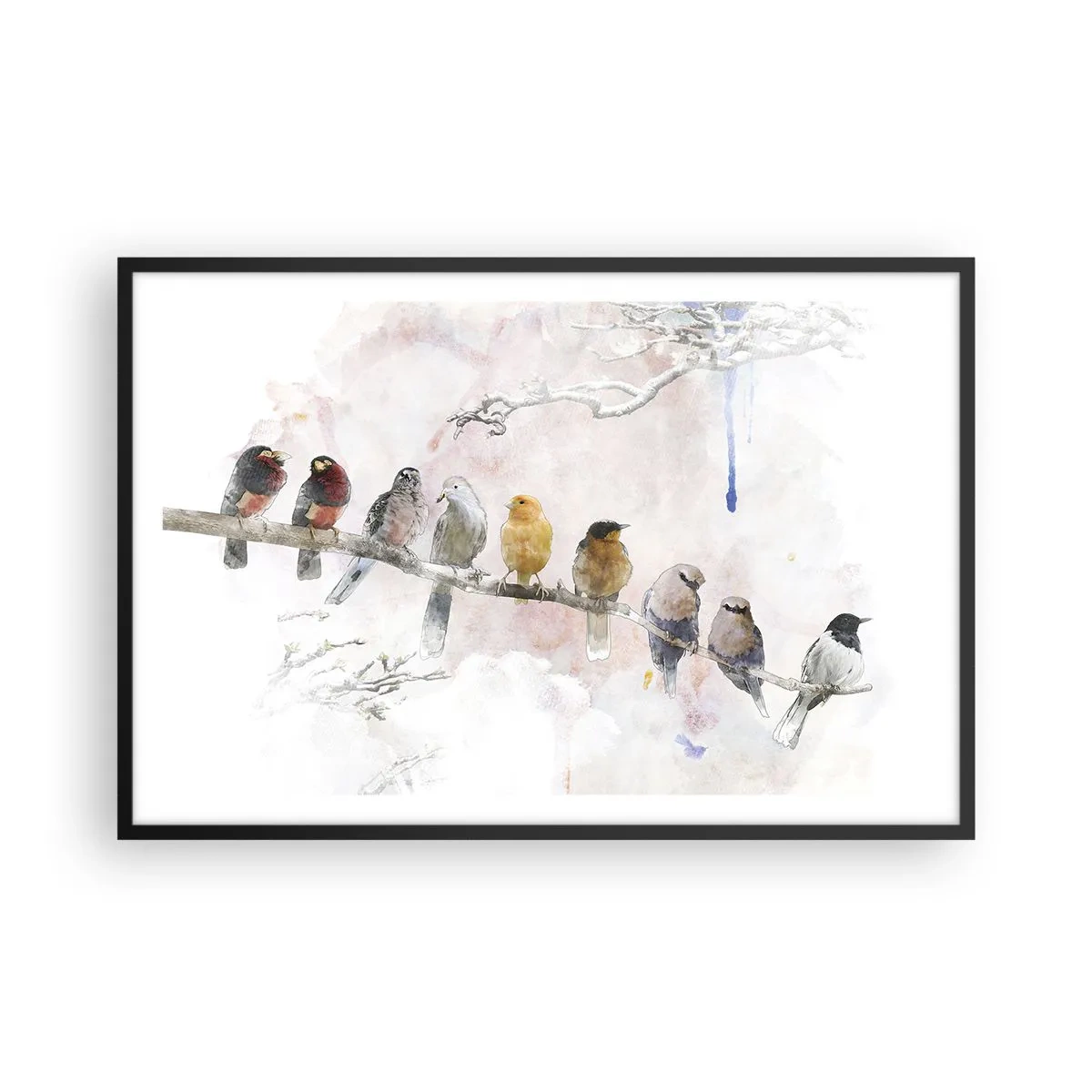 Poster în ramă neagră - Întâlnire înaripată - 91x61 cm