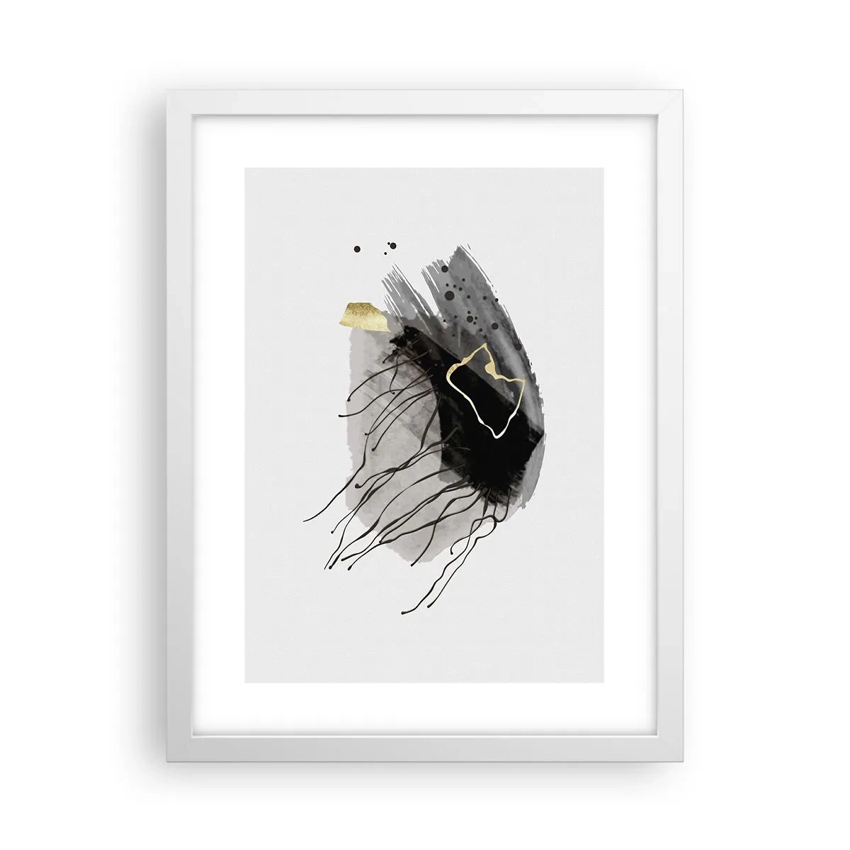 Poster în ramă albă - Negru și aur - 30x40 cm