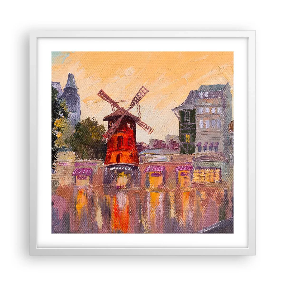 Poster în ramă albă - Icoane pariziene - Moulin Rouge - 50x50 cm