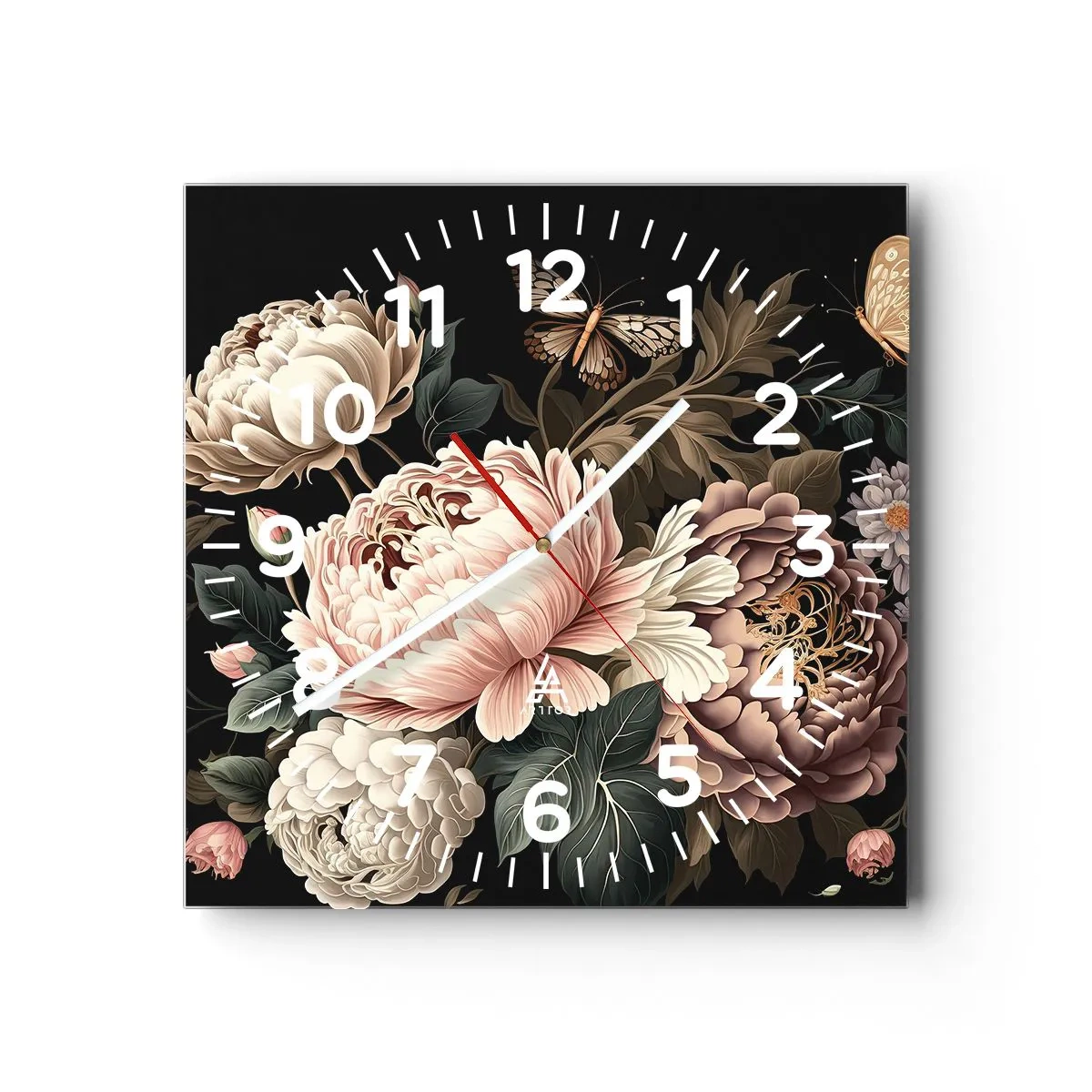 Ceas de perete - Ceas pe sticlă - În stil baroc - 30x30 cm