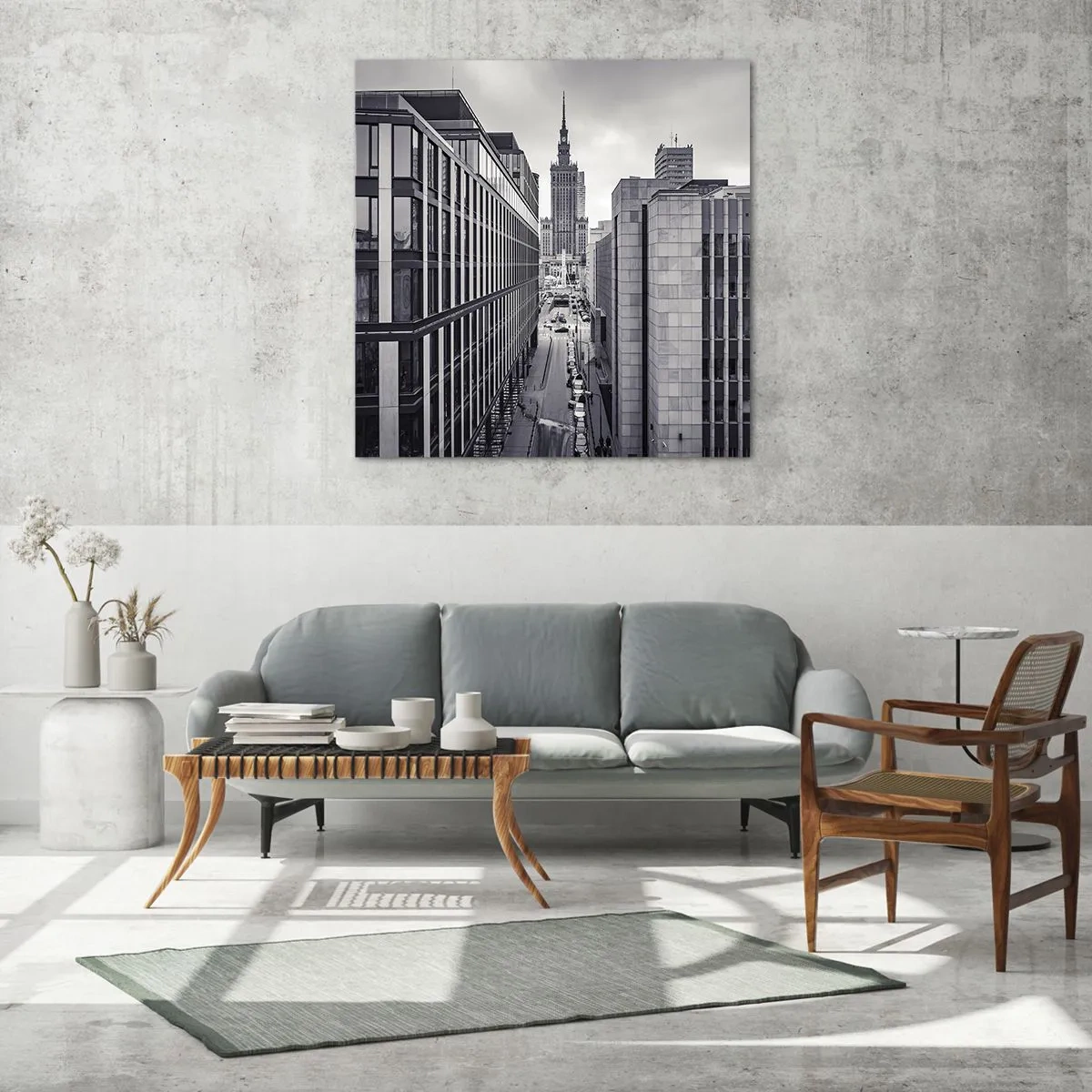 Tablou pe sticlă - Vale citadină din Varșovia - 30x30 cm