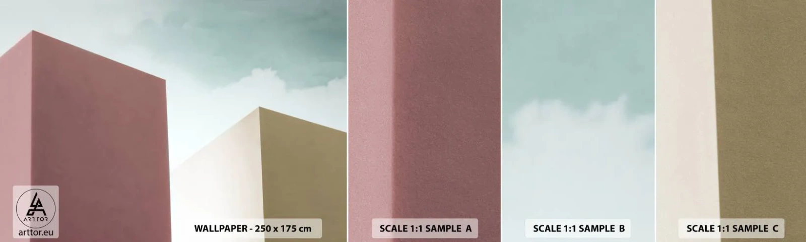 Mostră de Tapet Standard Eco - Geometria unei veri însorite - Clădiri, Arhitectură, Tridimensional - 100x30 cm