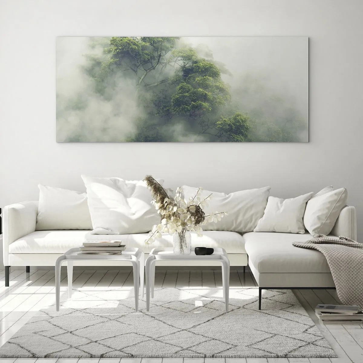 Tablou pe sticlă - Înfășurate în ceață - 120x50 cm