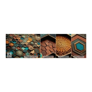 Mostră tapet Premium Sand - Ornamente arabe - o variație - cub, Mozaic, Model - 100x30 cm