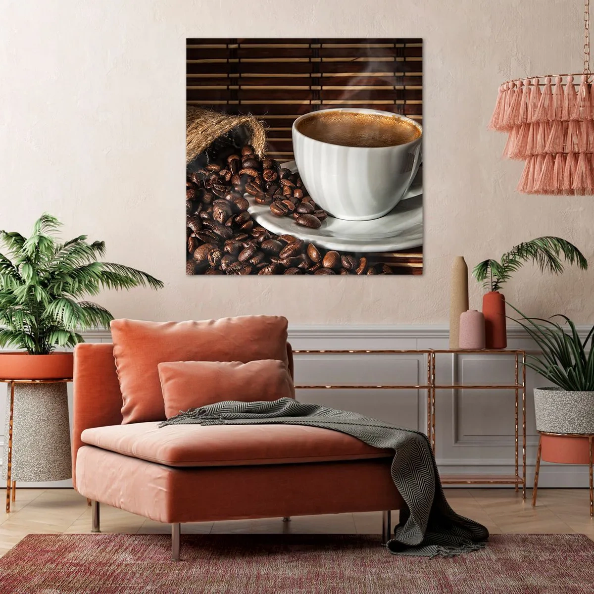 Tablou pe pânză - Negru de cărbune, transparență de chihlimbar - 70x70 cm