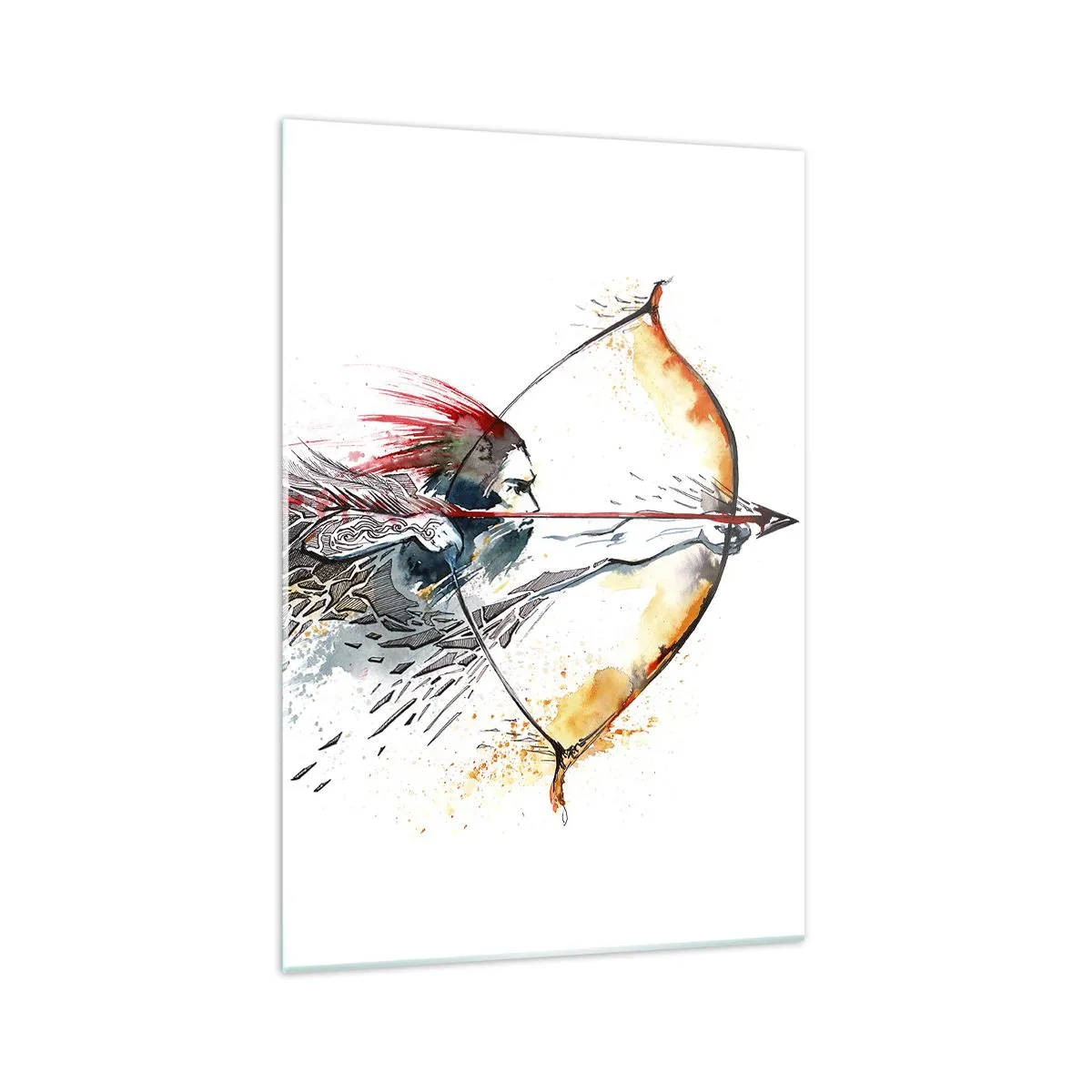 Tablou pe sticlă - Războinic mitic cu un arc de foc - 70x100 cm