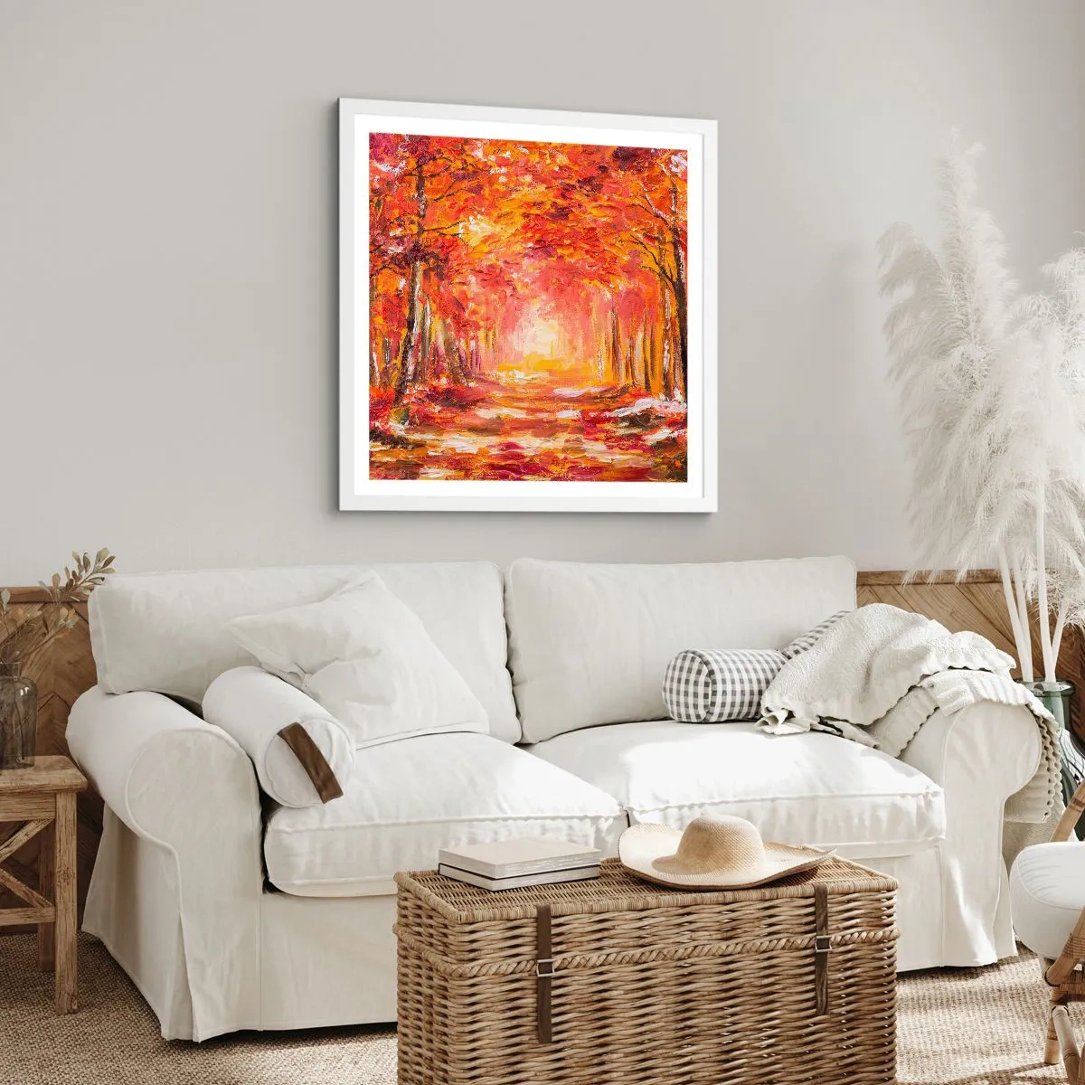 Poster în ramă albă - Pădurea de cupru - 60x60 cm