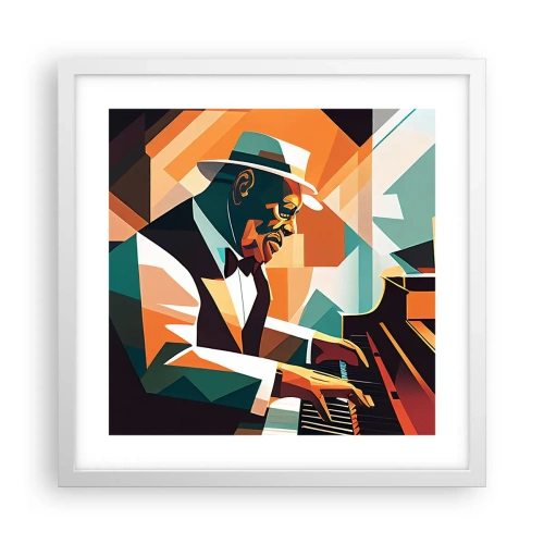 Poster în ramă albă - Numai jazz - 40x40 cm
