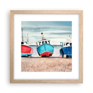 Poster în ramă de stejar deschis - Gata pentru pescuit - 30x30 cm