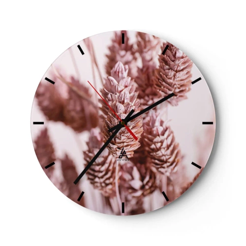 Ceas de perete - Ceas pe sticlă - Un prim-plan al unor țepi roz pastel - 30x30cm - Aparent discrete - Decorațiune modernă pentru perete pentru living, bucătărie și dormitor ARTTOR