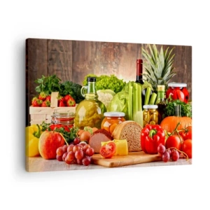 Tablou pe pânză Canvas - Fructe, legume și produse alimentare colorate - 70x50cm - Afumate, prăjite, marinate - Decorațiune modernă pentru perete pentru living și dormitor ARTTOR