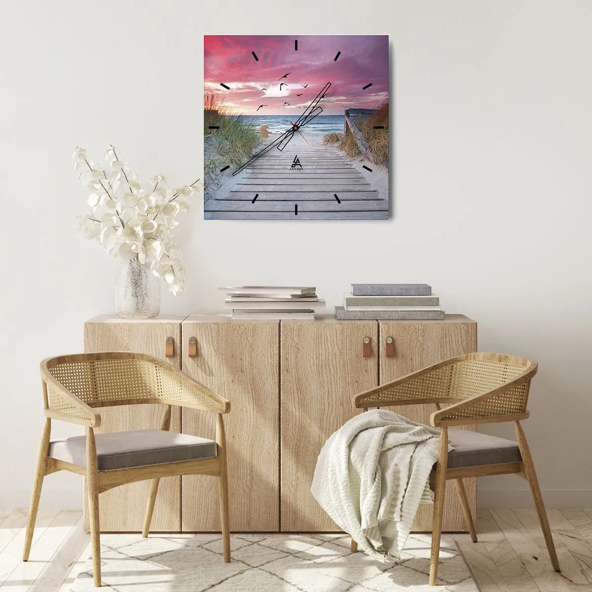 Ceas de perete - Ceas pe sticlă - Impresie baltică - 40x40 cm