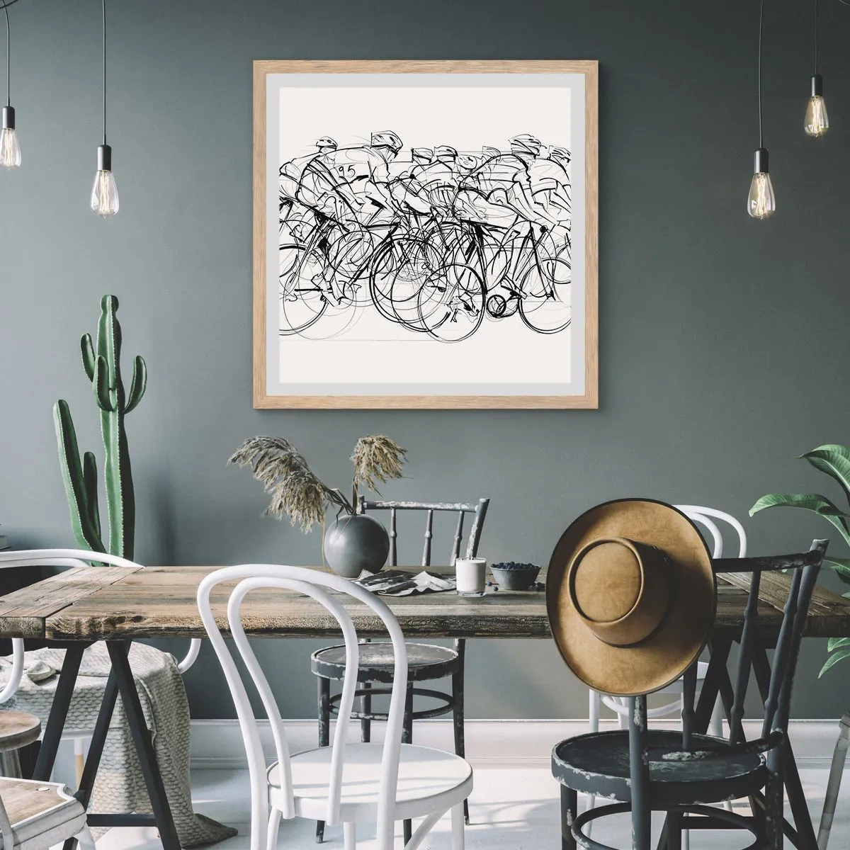 Poster în ramă de stejar deschis - Mână în mână - 40x40 cm