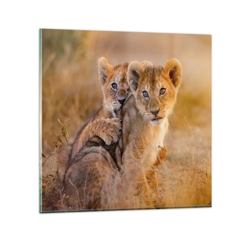 Tablou pe sticlă - Nu deranjați! Ne distrăm - 30x30 cm