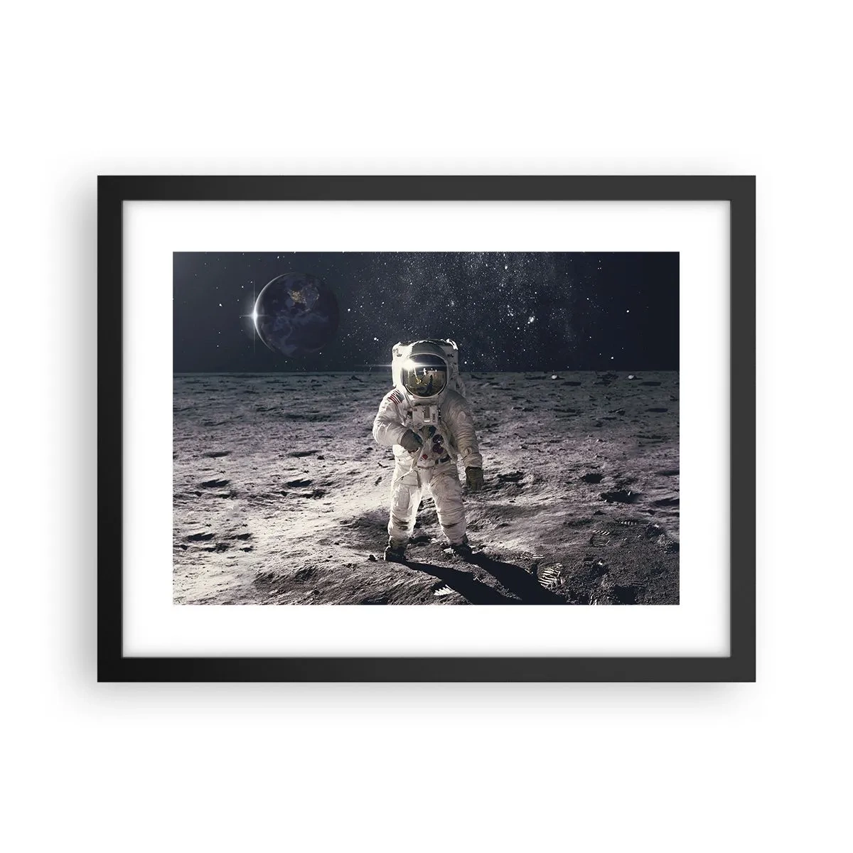 Poster în ramă neagră - Salutări de pe Lună - 40x30 cm