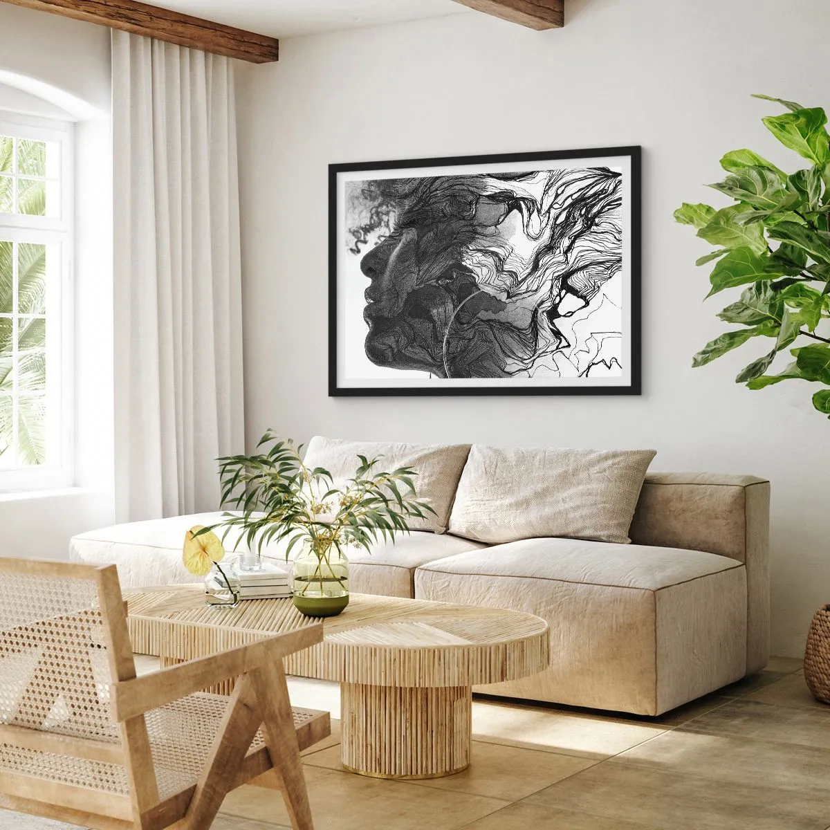 Poster în ramă neagră - Încurcată în vise - 70x50 cm