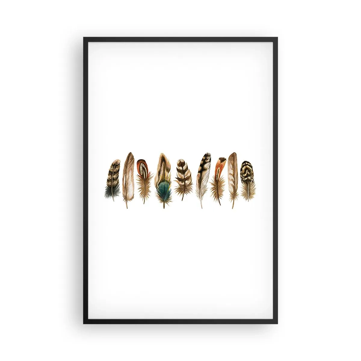Poster în ramă neagră - Variație cu pene - 61x91 cm