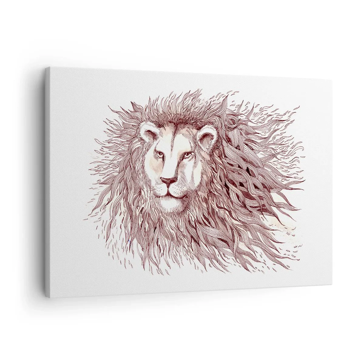 Tablou pe pânză Canvas - Pictură artistică în acuarelă a unui leu cu coamă detaliată - 70x50cm - Împăratul flamboaiant - Decorațiune modernă pentru perete pentru living și dormitor ARTTOR