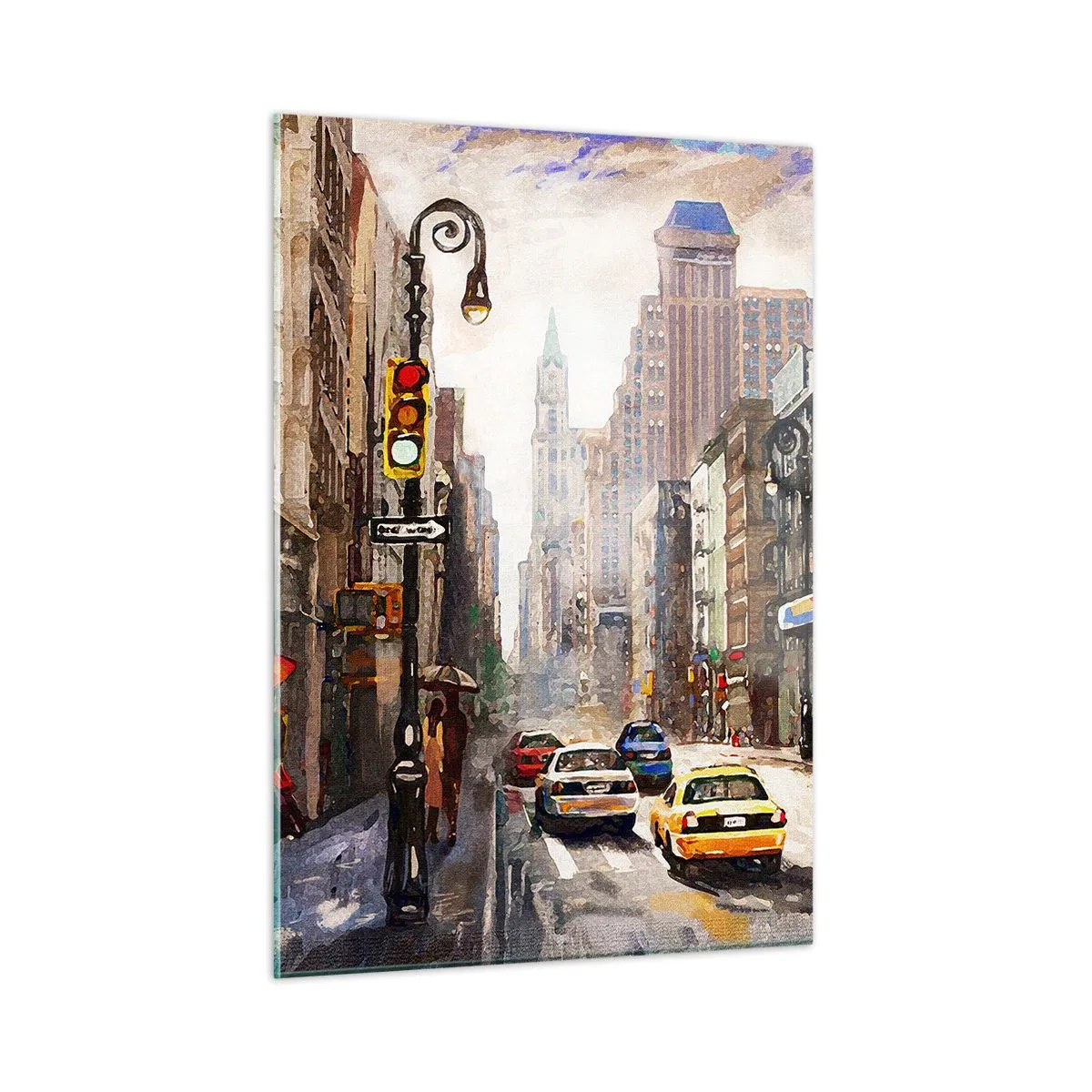 Tablou pe sticlă - New York - plin de culoare și în ploaie - 50x70 cm