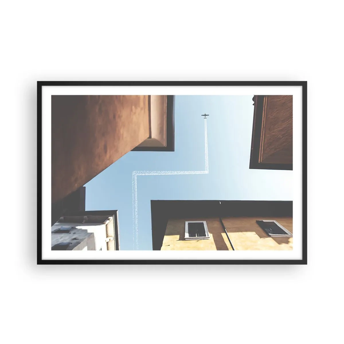 Poster în ramă neagră - Deasupra labirintului urban - 91x61 cm