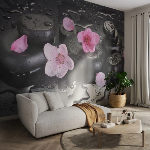 Tapet Autoadeziv Deluxe Sticker - Piatră de pe inimă - Flori, Asia, spa - 400x280 cm
