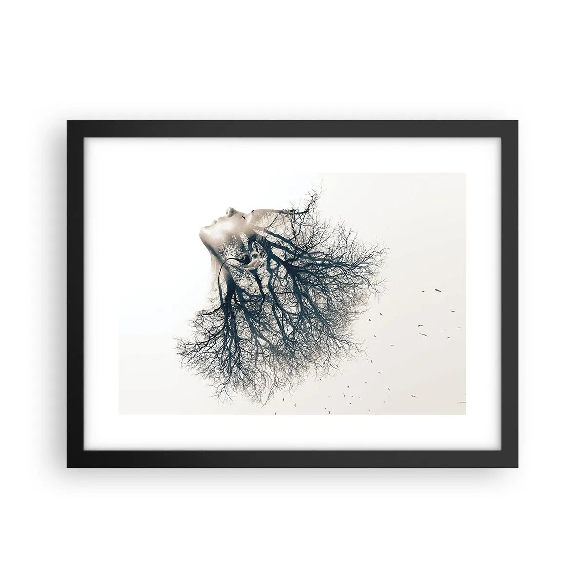 Poster în ramă neagră - Ascultând șoapta copacului - 40x30 cm