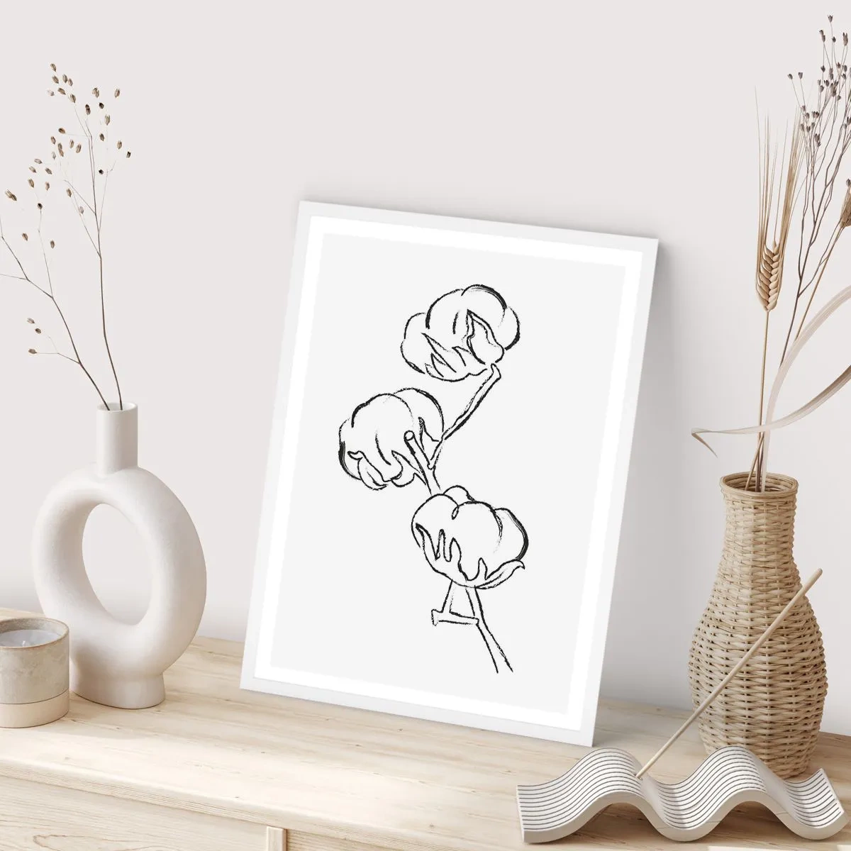 Poster în ramă albă - Pufuri de bumbac - 40x50 cm