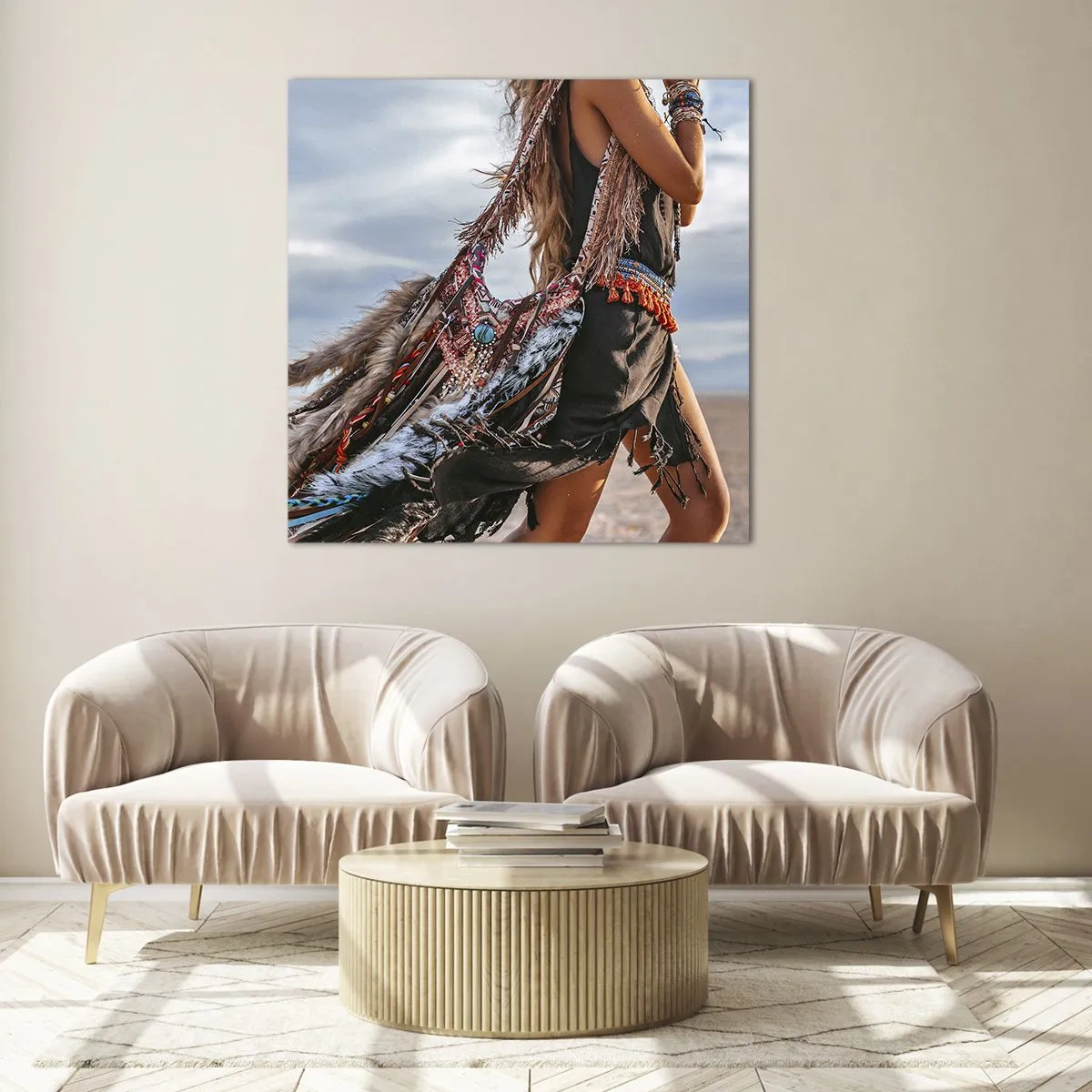 Tablou pe sticlă - Iubita șamanului - 40x40 cm