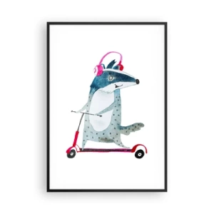 Poster în ramă neagră - Bucurie de bursuc - 70x100 cm