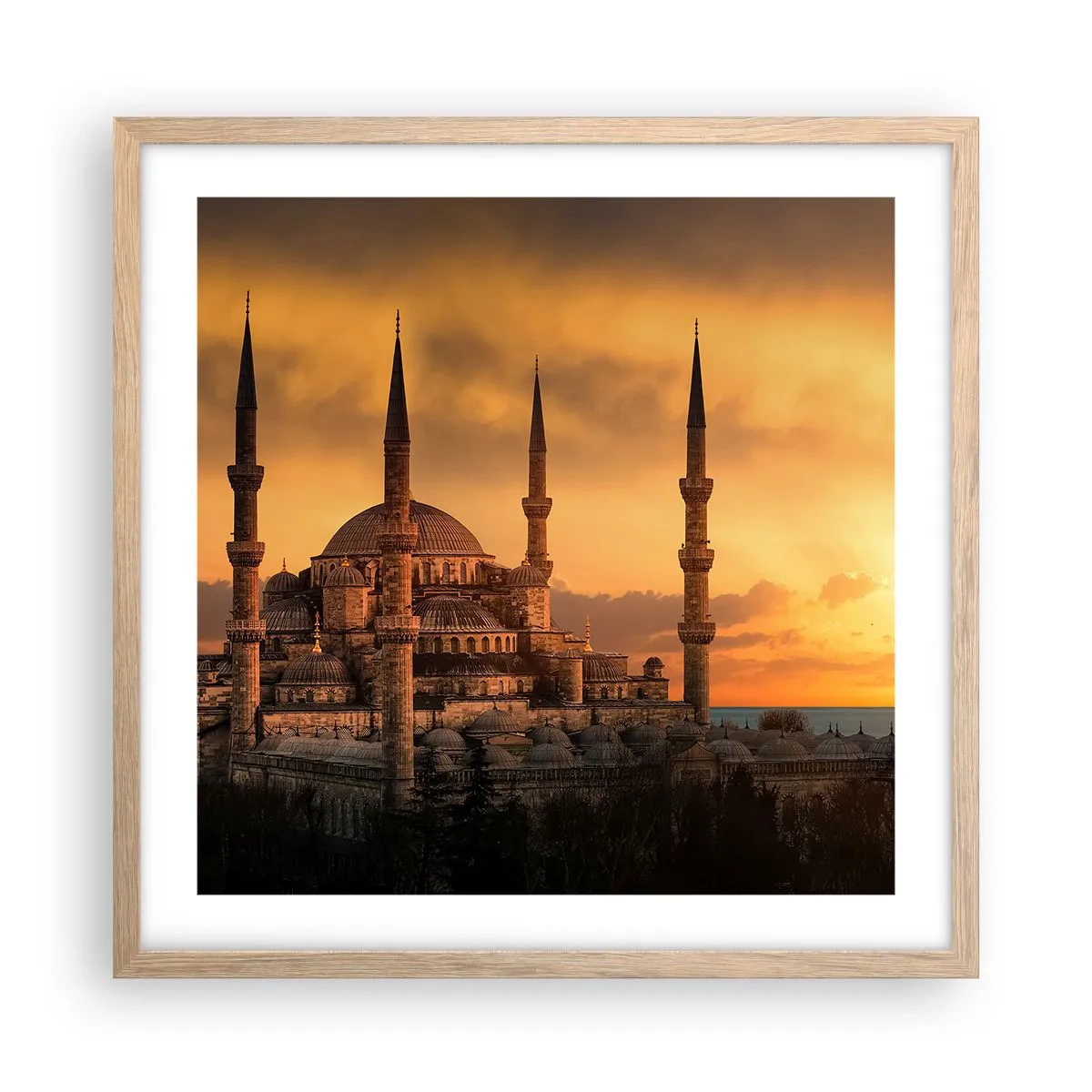 Poster în ramă de stejar deschis - Dumnezeu este mare - 50x50 cm