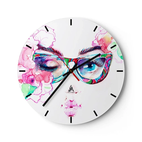 Ceas de perete - Ceas pe sticlă - O promisiune ispititoare - 40x40 cm
