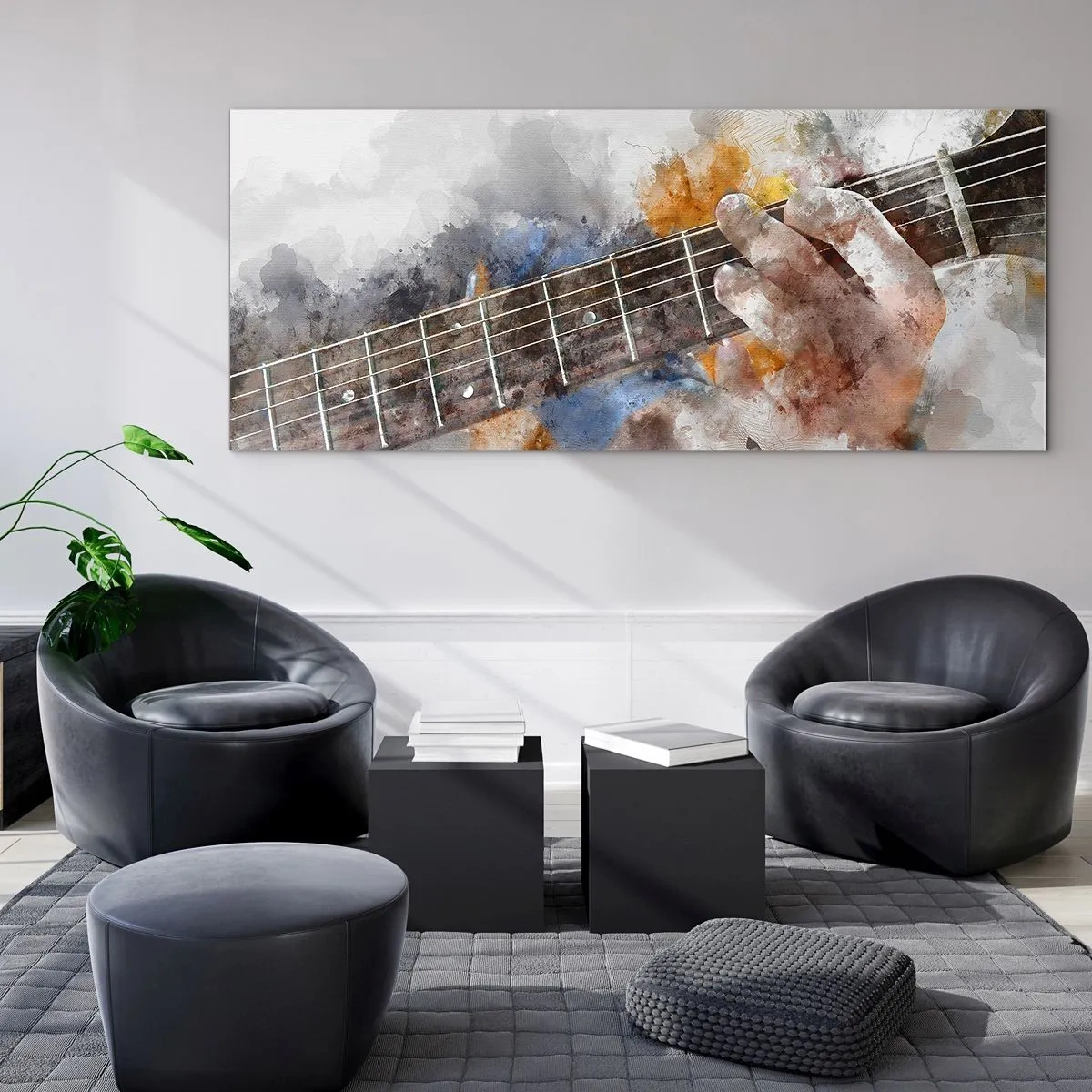 Tablou pe sticlă - Poezie între corzi - 90x30 cm