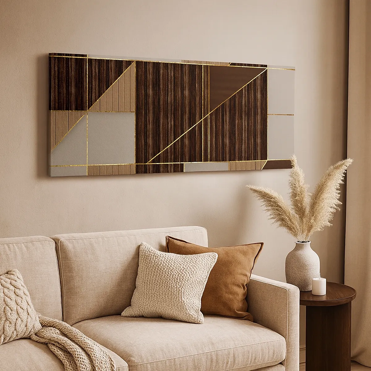 Tablou pe pânză - Un mozaic de maro și auriu - 30x30 cm