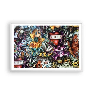 Poster în ramă albă - Visul unui artist tatuator - 91x61 cm