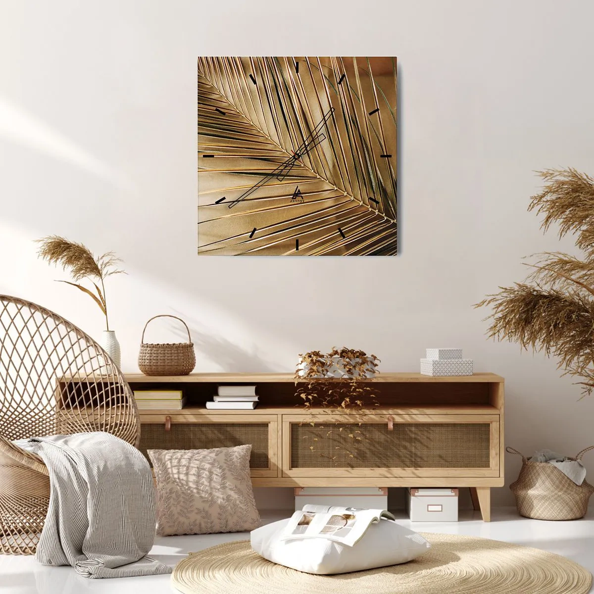 Ceas de perete - Ceas pe sticlă - Colonadă naturală - 40x40 cm