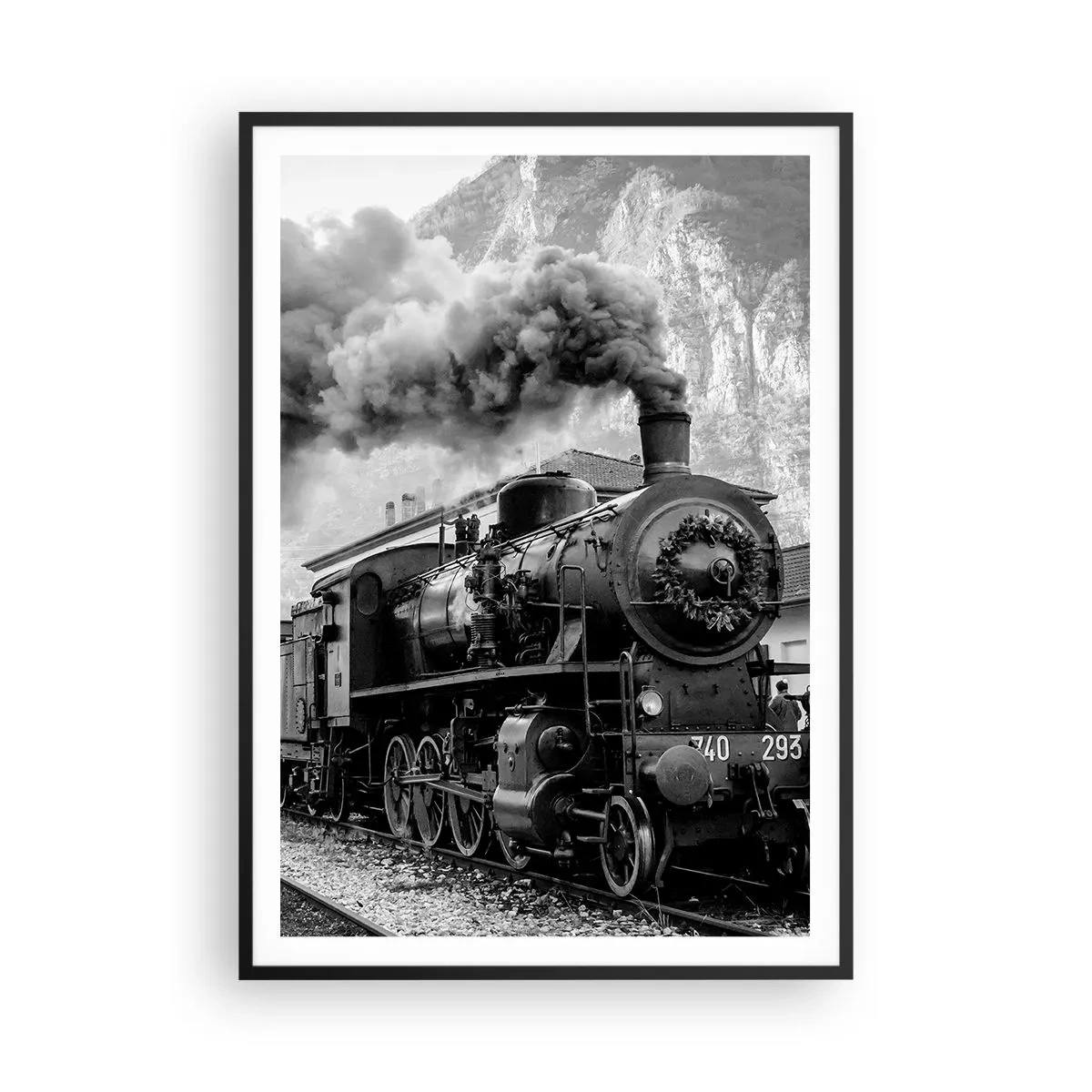 Poster în ramă neagră - La gară... - 70x100 cm