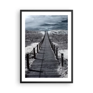 Poster în ramă neagră - O cale de lemn către necunoscut - 50x70cm - Spre țărm - Decorațiune modernă pentru perete pentru living și dormitor ARTTOR
