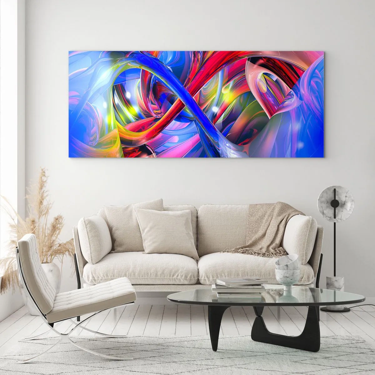 Tablou pe sticlă - Dansul culorilor - 160x50 cm