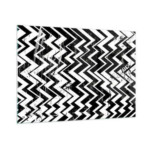 Tablou pe sticlă - Zig-alb, zag-negru - 100x70 cm